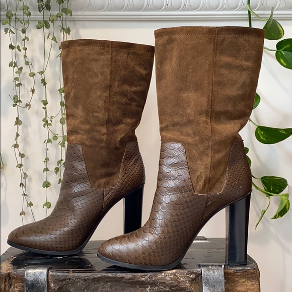 VINCE leather and suede mid calf boot - Picture 3 of 8